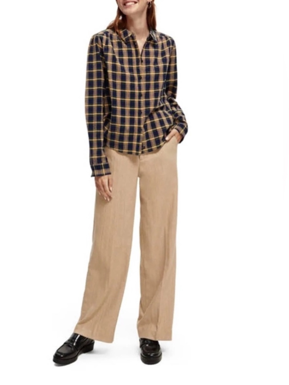 Scotch & Soda Amsterdam Plaid Button Front Shirt | Organic Cotton Blend | Med - Picture 4 of 11